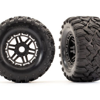 Traxxas tra8972 T&W/BLK AT TIRE TSM RATED Tires & wheels, assembled, glued (black wheels, Maxx? All-Terrain tires, foam inserts) (2) (17mm splined) (TSM? rated)