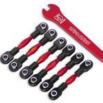 Traxxas Turnbuckles, aluminum (red-anodized), camber links, 32mm (front) (2)/ camber links, 28mm (rear) (2)/ toe links, 34mm (2)/ aluminum wrench