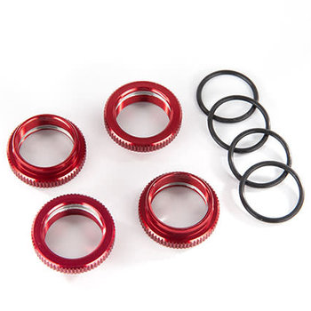 Traxxas Spring retainer (adjuster), red-anodized aluminum, GT-Maxx shocks (4) (assembled with o-ring)