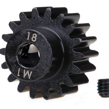 Traxxas Gear, 18-T pinion (machined) (1.0 metric pitch) (fits 5mm shaft)/ set screw (for use only with steel spur gears)
