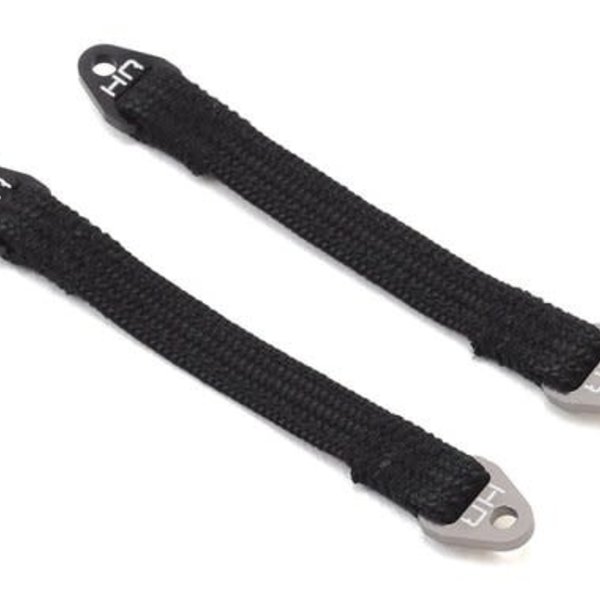 HOT RACING Hot Racing 85mm Suspension Travel Limit Straps (2) (Black/Silver)