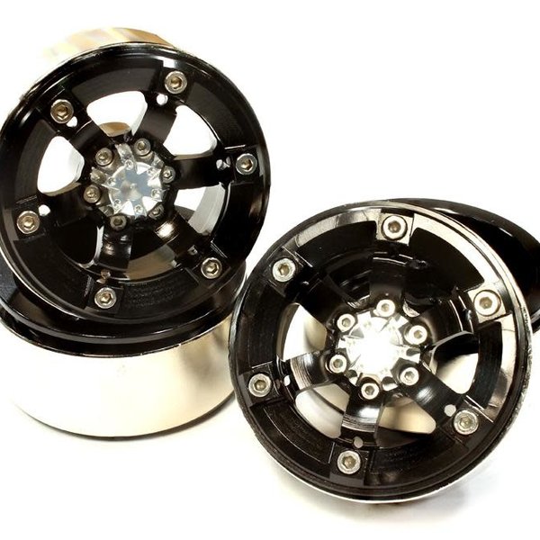 Integy INTC25618BLACK   1.9 Size Billet Machined Alloy 6 Spoke Wheel(4) High Mass Type for Scale Crawler C25618BLACK