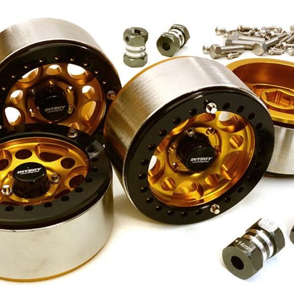 Integy 1.9 Size Machined High Mass Wheel (4) w/14mm Offset Hubs for 1/10 Scale Crawler C27030GOLD