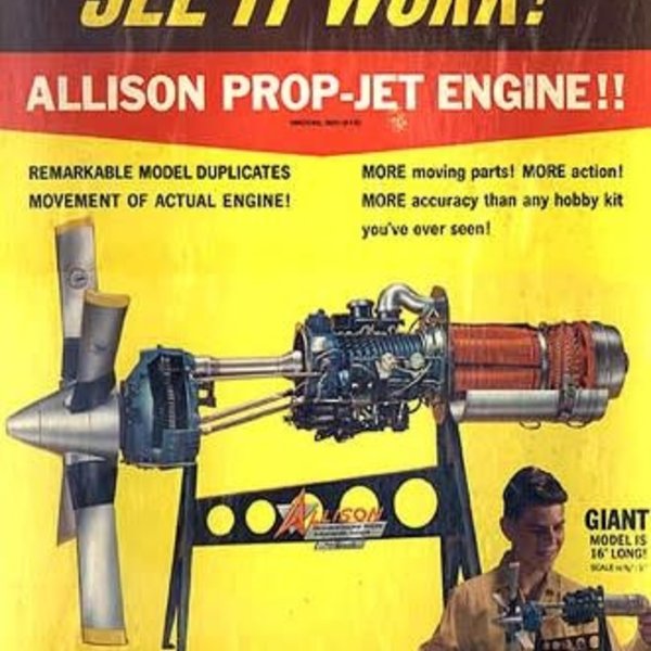 ATLANTIS 1/10 Allison 501-D13 Prop-Jet Engine w/Moving Parts & Stand (formerly Revell)