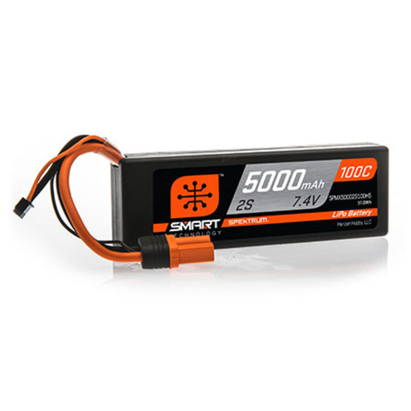 Spektrum 5000mAh 2S 7.4V 100C Smart LiPo Hardcase; IC5