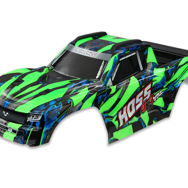 Traxxas 9011G - Body, Hoss™ 4X4 VXL, green/ window, grille, lights decal sheet (assembled with front & rear body mounts and rear body support for clipless mounting)