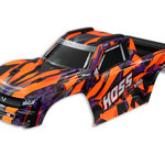 Traxxas 9011A - Body, Hoss™ 4X4 VXL, orange/ window, grille, lights decal sheet (assembled with front & rear body mounts and rear body support for clipless mounting)