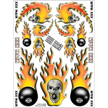 S006 STICKER SHT SKULLS O'FIRE