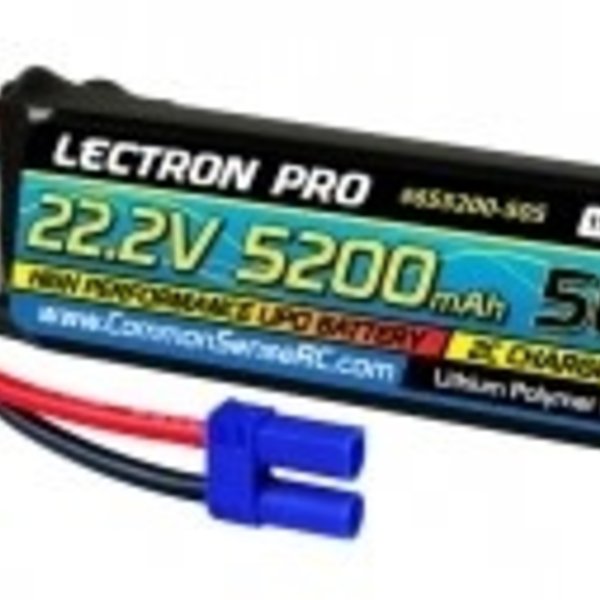 Commonsence RC Lectron Pro 22.2V 5200mAh 50C Lipo Battery with EC5 Connector for Large Planes, Helis, Quads & 1/8 Trucks