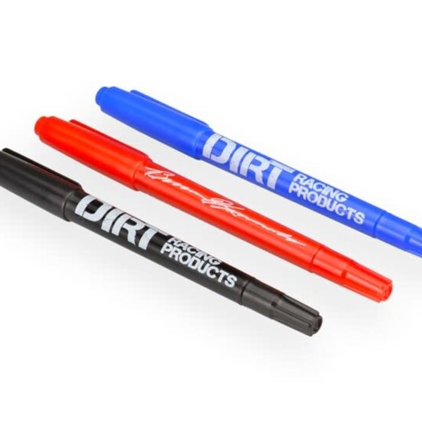 JCO Permanent Dual Tip Pen Set, Black, Blue, Red