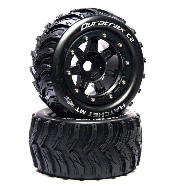 DuraTrax Hatchet MT Belt 2.8" Mounted Front/Rear Tires .5 Offset 17mm, Black (2)