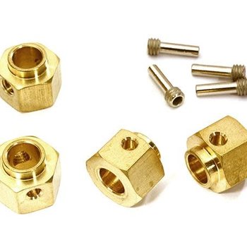 Integy 12mm Hex Wheel (4) Hub Brass 8mm Thick for Traxxas TRX-4 Scale & Trail Crawler