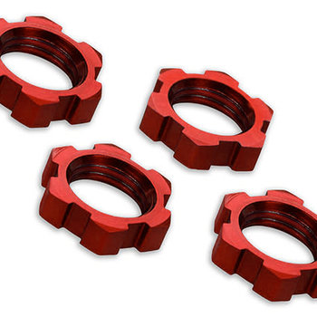 Traxxas 7758R Wheel nuts, splined, 17mm, serrated (red-anodized) (4)