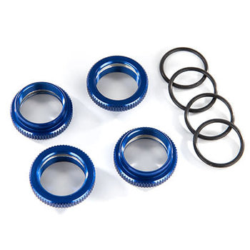 Traxxas Spring retainer (adjuster), blue-anodized aluminum, GT-Maxx shocks (4) (assembled with o-ring)