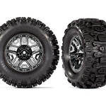 Traxxas Tires & wheels, assembled, glued (black chrome 2.8' wheels, Sledgehammer™ tires, foam inserts) (2) (TSM® rated)(Ground Ship INC)