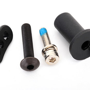 Traxxas Motor mount hinge post/ fixed gear adapter/ 5x25mm BCS (1)/ 4x16mm CS with split and flat washer (1)