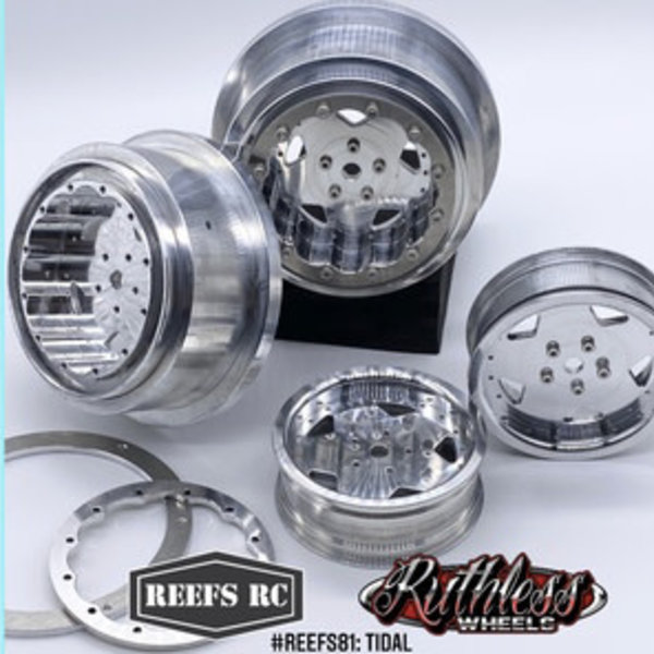 REEFS RC Tidal Beadlock Drag Wheels w/ Rings and Hardware (4pcs)