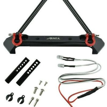 APEX Apex RC Products Metal Front Bumper W/ Shackles & Lights - For Traxxas TRX-4 / Axial SCX10 #4060