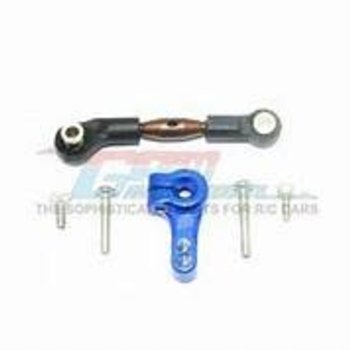 GPM GPM RACING TRAXXAS RUSTLER 4X4 BLUE ALUMINUM SERVO HORN W/ TIE ROD RUS416025ST-B