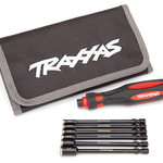 Traxxas Speed Bit Master Set, nut driver, 6-piece, includes premium handle (medium), travel pouch, and nut drivers (4.0mm, 4.5mm, 5.0mm, 5.5mm, 7.0mm, 8.0mm), 1/4' drive