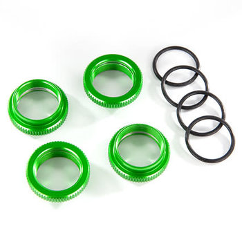 Traxxas Spring retainer (adjuster), green-anodized aluminum, GT-Maxx shocks (4) (assembled with o-ring)