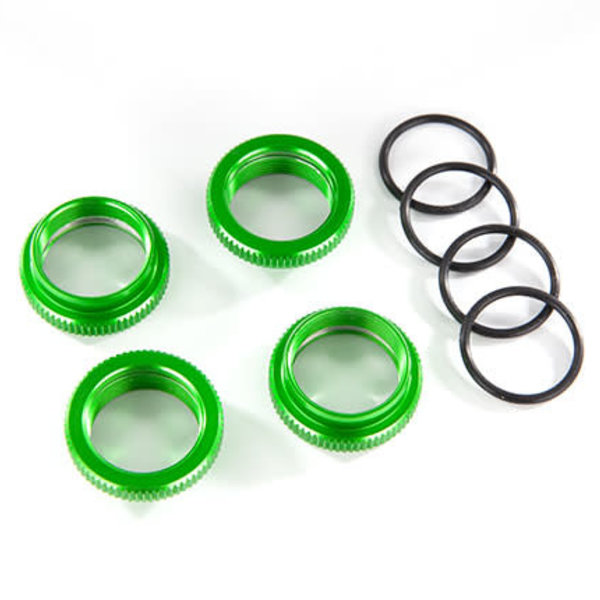 Traxxas Spring retainer (adjuster), green-anodized aluminum, GT-Maxx shocks (4) (assembled with o-ring)
