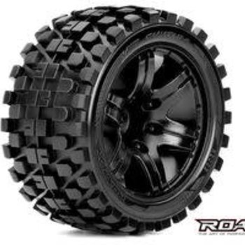 APEX Rhythm 1/10 Stadium Truck Tires, Mounted on Black Wheels, 1/2 Offset, 12mm Hex (1 pair)