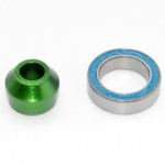 Traxxas Bearing adapter, 6061-T6 aluminum (green-anodized) (1)/ 10x15x4mm ball bearing (black rubber sealed) (1) (for slipper shaft)