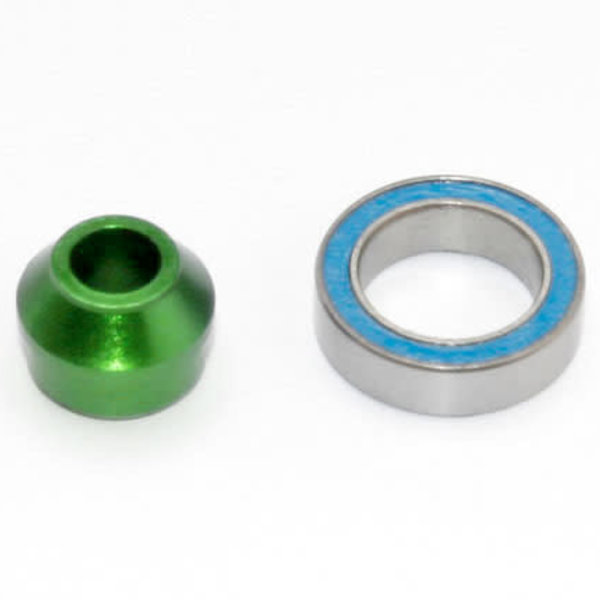Traxxas Bearing adapter, 6061-T6 aluminum (green-anodized) (1)/ 10x15x4mm ball bearing (black rubber sealed) (1) (for slipper shaft)