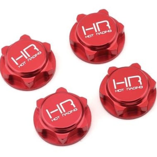 HOT RACING Serrated Dirt Shield Wheel Nuts 17mm Red (4)