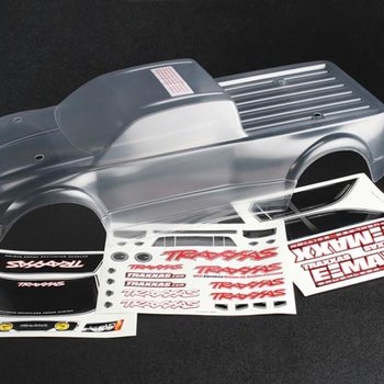 Traxxas Body, E-Maxx® Brushless (clear, requires painting)/ decal sheet