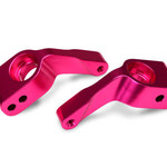 Traxxas Stub axle carriers, Rustler/Stampede/Bandit (2), 6061-T6 aluminum (Pink-anodized)/ 5x11mm ball bearings (4)