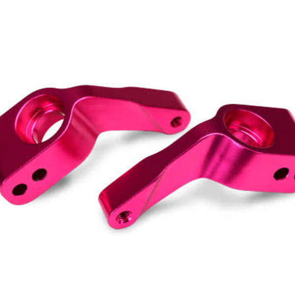 Traxxas Stub axle carriers, Rustler/Stampede/Bandit (2), 6061-T6 aluminum (Pink-anodized)/ 5x11mm ball bearings (4)