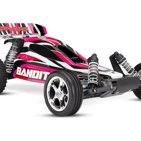 Traxxas Bandit: 1/10 Scale Off-Road Buggy. Ready-To-Race with TQ 2.4 radio system and XL-5 E.S.C. (fwd/rev). Includes: 7-Cell NiMH 3000mAh Traxxas® battery