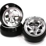 Integy Billet Machined Alloy 6 Spoke Wheel +8 Offset + Drift Tire (4) Set (O.D.=62mm) C23622SILVER