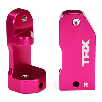 Traxxas Caster blocks, 30-degree, pink-anodized 6061-T6 aluminum (left & right)/ suspension screw pin (2)