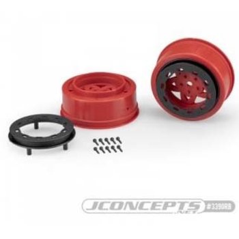 JCONCEPTS TREMOR, SLASH NARROW FRONT WHEEL - RED WHEEL, BLACK BEADLOCK (2P)