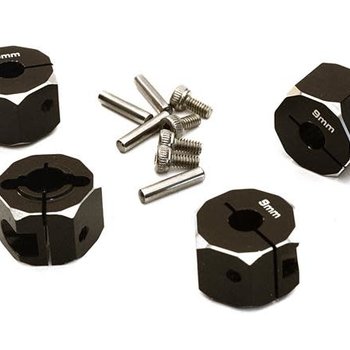Integy 12mm Hex Wheel (4) Hub 9mm Thick for 1/10 Axial, Tamiya, TC & Drift OBM-1375BLACK