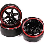 Integy Black Color 6 Spoke Wheel w/ Outer Ring + Drift Tire (4) Set (O.D.=62mm) C23624RED