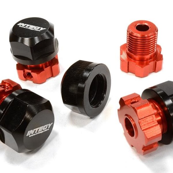 Integy Billet Machined 17mm Wheel Hex (4) +0mm Offset for T-Maxx, 1/10 Revo & Summit C25909RED