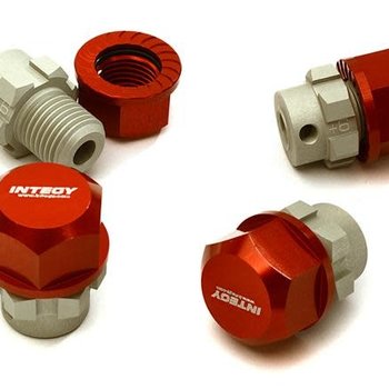 Integy Billet Machined 17mm Wheel Hex (4) +6mm Offset for T-Maxx, 1/10 Revo & Summit C28222RED