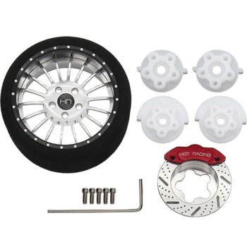 HOT RACING Silver 18 Spoke Steering Tx Aluminum Wheels