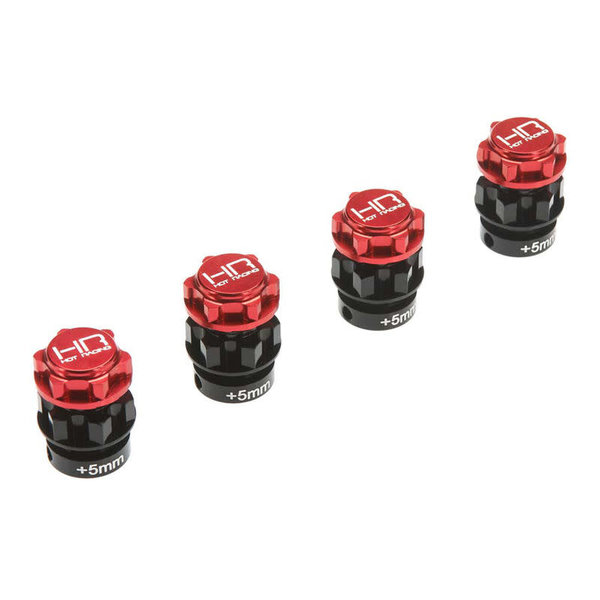 HOT RACING NRO10W02 Hex Adapter 17mm +5mm Extensions w/Nuts Red(4)