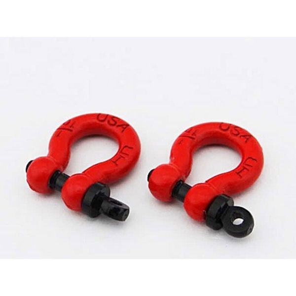 HOT RACING ACC808X02 1/10 Scale Alum Red Tow Shackle D-Rings (2)