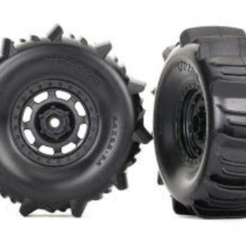 Traxxas Tires and wheels, assembled, glued (Desert Racer® wheels, paddle tires, foam inserts) (2)