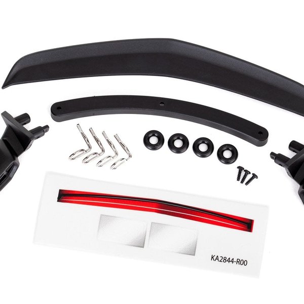 Traxxas Mirrors, side, black (left & right)/ mirror retainers (2)/ body clips (4)/ o-rings (4)/ spoiler, black/ spoiler retainer (1)/ 1.6x5 BCS (self-tapping) (3) (fits #8391 body)