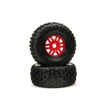 arrma DBOOTS 'Fortress' Tire Set Glued (Red) (2pcs)