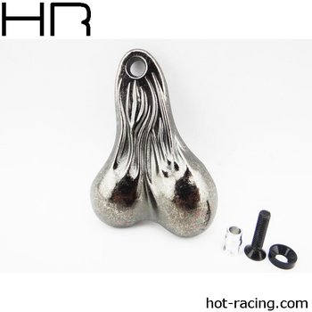 HOT RACING Black Chrome 3D Truck Dangler Balls, Bull Nuts