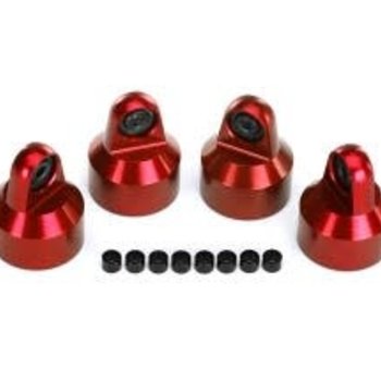 Traxxas Shock caps, aluminum (red-anodized), GTX shocks (4)/ spacers (8)