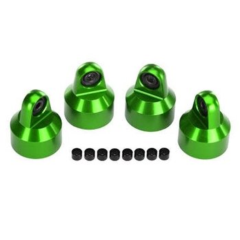 Traxxas Shock caps, aluminum (green-anodized), GTX shocks (4)/ spacers (8)